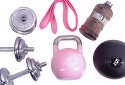 GORILLA SPORTS-Girl Power Pack 5 accessoires - haltères - kettlebell - bande de résistance - slam ball