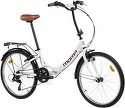 MOMABIKES-Vélo de Ville Pliant, TOP CLASS 24" Blanc, Aluminium, 6V, Selle Comfort