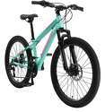 BIKESTAR-VTT Vélo tout terrain 24" pour enfants de 8 - 12 ans | Bicyclette cadre 13 pouces 21 vitesses Shimano, hardtail, Freins Disc | Menthe