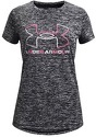 UNDER ARMOUR-Girls' Tech Big Logo Twist Short Sleeve T-Shirt , Black (001)/Cerise , Youth Large