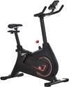 HOMCOM-Vélo de biking vélo d'appartement résistance magnétique selle réglable 2 roulettes de déplacement écran LCD acier rouge noir