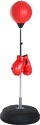 HOMCOM-Punching ball sur pied réglable en hauteur 126-144 cm avec gants, pompe et base de lestage noir
