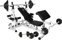 GORILLA SPORTS-Banc de musculation universel avec support pour haltères et set d'haltéres en caoutchouc de 105,5kg