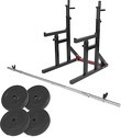 GORILLA SPORTS-Squat rack avec barre longue 170cm (30mm) et 30kg de poids 31mm