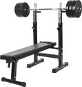 GORILLA SPORTS-GS006 + Set disques en plastiques et barre longue 37KG - Banc de musculation