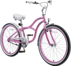 BIKESTAR - Vélo enfant pour garcons et filles de 10 - 13 ans | Bicyclette enfant 24 pouces cruiser avec freins | Turquoise & Berry