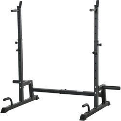 HOMCOM - Gravity squat rack - support pour haltères longs - hauteur et longueur réglable - charge max. 150 Kg - acier renforcé noir