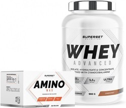 Superset Nutrition - Programme Prise de Muscle Sec Débutant: 100% Whey Proteine Advanced (900g) [CHOCONUT] + Amino Max
