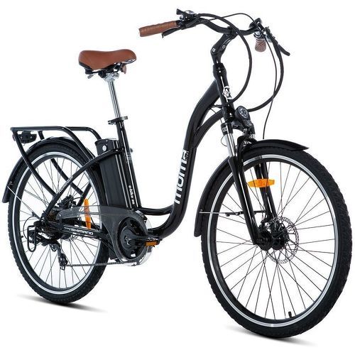 MOMABIKES - Vélo Electrique VAE De ville, E-28.2", Aluminium, SHIMANO 7V, Freins a Disque Hydraulique Bat. - pour cycliste de 170cm à 195cm