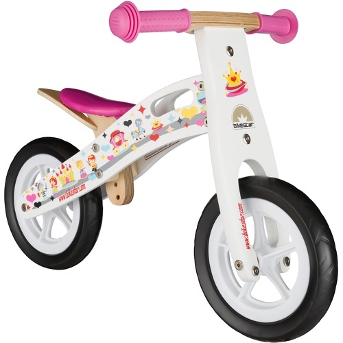 BIKESTAR - Vélo Draisienne Enfants en bois pour garcons et filles de 2 - 3 ans | Vélo sans pédales évolutive 10 pouces | Blanc Design Princesse
