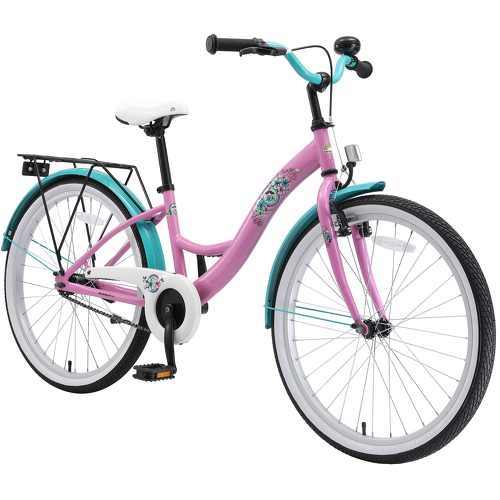 BIKESTAR - Vélo enfant pour filles de 10 - 13 ans | Bicyclette enfant 24 pouces classique avec freins | Rose