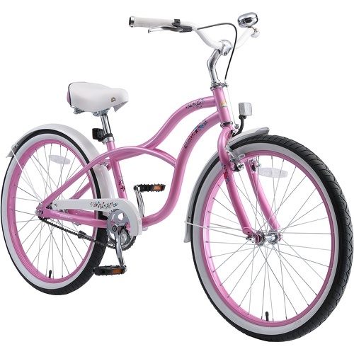 BIKESTAR - Vélo enfant pour garcons et filles de 10 - 13 ans | Bicyclette enfant 24 pouces cruiser avec freins | Turquoise & Berry