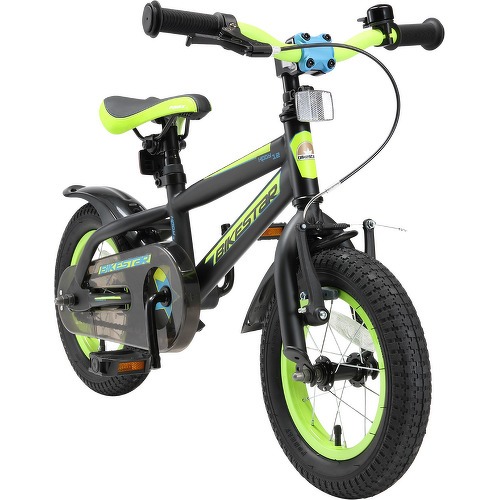 BIKESTAR - Vélo enfant pour garcons et filles de 3 - 4 ans | Bicyclette enfant 12 pouces Mountainbike avec freins | Noir & Vert