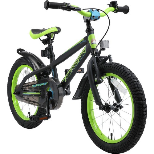 BIKESTAR - Vélo enfant pour garcons et filles de 4 - 5 ans | Bicyclette enfant 16 pouces Mountainbike avec freins | Noir & Vert