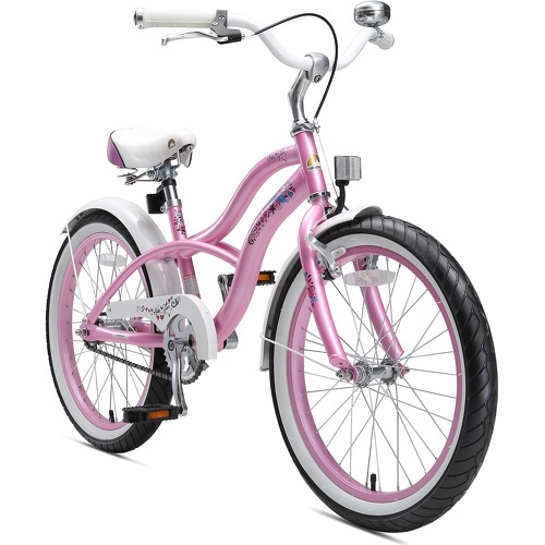 BIKESTAR - Vélo enfant pour garcons et filles de 6 ans | Bicyclette enfant 20 pouces cruiser avec freins | Rose