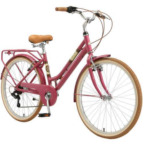 BIKESTAR - VTC Vélo de ville en aluminium 26" pouces | 7 vitesse Shimano, Vélo urbain pour femme, Vélo de Confort Retro | Violet