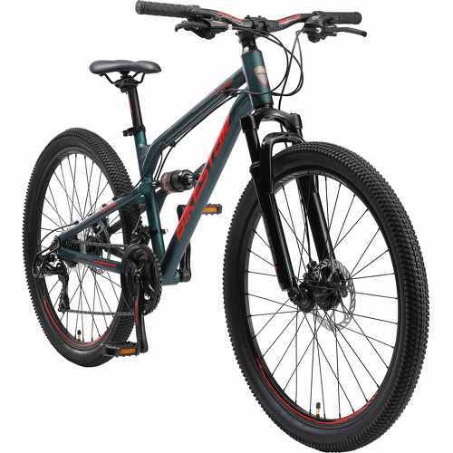 VTT en aluminium, frein à disque, 21 vitesses Shimano, 26 pouces | Mountainbike tout suspension integral cadre 16 pouces | Vert