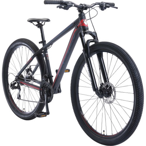 BIKESTAR - VTT en aluminium, frein à disque, 21 vitesses Shimano, 29 pouces | Mountainbike cadre 17" pouces MTB suspension avant | Noir Rouge