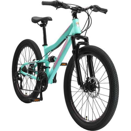 VTT Vélo tout terrain tout suspendu pour enfants de 8 ans | Bicyclette 24 pouces, cadre 13", 7 vitesses Shimano, Freins Disque