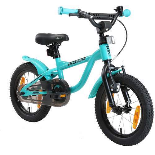 LÖWENRAD - Vélo enfant pour garcons et filles de 3-4 ans | Bicyclette enfant 14" pouces avec freins | Turquoise