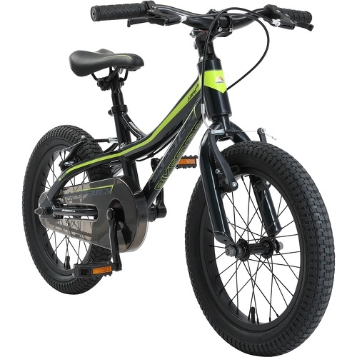 BIKESTAR - Vélo enfant en aluminium pour garcons et filles de 4 - 5 ans | Bicyclette enfant 16 pouces vélo de montagne avec freins en V | Noir Vert
