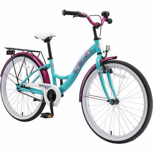 BIKESTAR - Vélo enfant pour filles de 10 - 13 ans | Bicyclette enfant 24 pouces classique avec freins | Turquoise