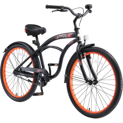 BIKESTAR - Vélo enfant pour garcons et filles de 10 - 13 ans | Bicyclette enfant 24 pouces cruiser avec freins | Noir & Vert
