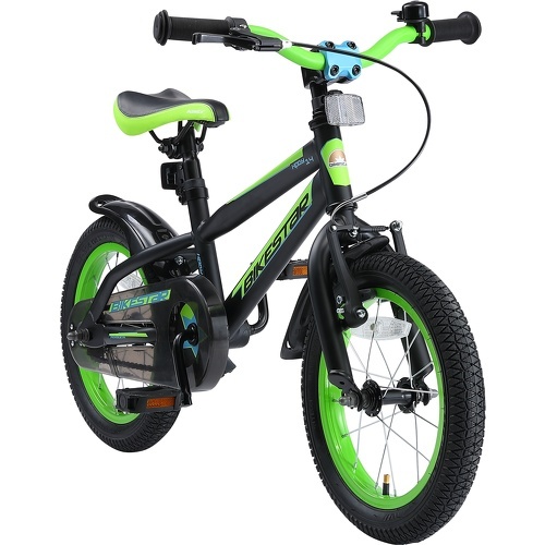BIKESTAR - Vélo enfant pour garcons et filles de 4 - 5 ans | Bicyclette enfant 14 pouces VTT avec freins | Noir & Vert