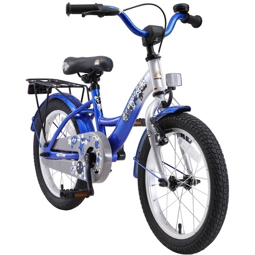 BIKESTAR - Vélo enfant pour garcons et filles de 4 - 5 ans | Bicyclette enfant 16 pouces classique avec freins | Argent & Bleu