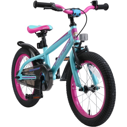 BIKESTAR - Vélo enfant pour garcons et filles de 4 - 5 ans | Bicyclette enfant 16 pouces Mountainbike avec freins | Berry & Turquoise