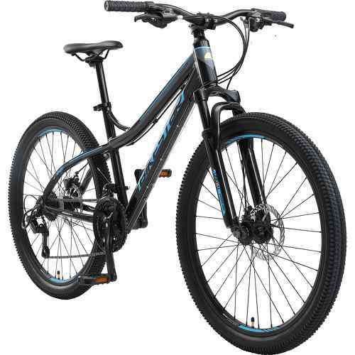 BIKESTAR - VTT en aluminium, frein à disque, 21 vitesses Shimano, 26 pouces | Mountainbike suspension avant cadre 16 pouces | Noir Bleu