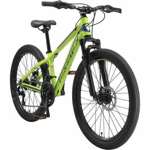 BIKESTAR - VTT Vélo tout terrain 24" pour enfants de 10 - 13 ans | Bicyclette cadre 12.5 pouces 21 vitesses Shimano, hardtail, Freins Disc | Vert