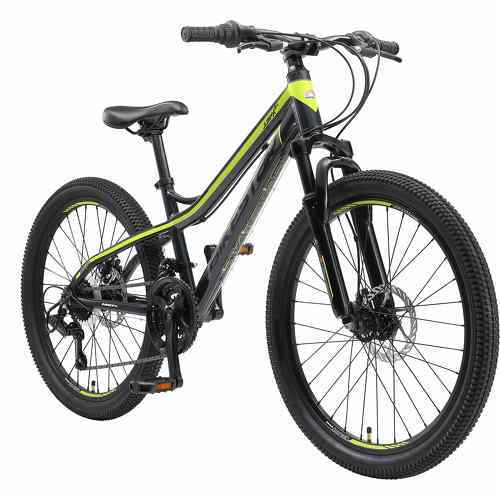 BIKESTAR - VTT Vélo tout terrain pour enfants de 10 - 13 ans | Bicyclette 24 pouces 21 vitesses Shimano, hardtail, Freins Disc, Suspension