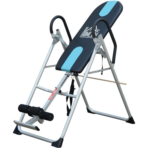 HOMCOM - Table d'inversion de musculation pliable ceinture de sécurité réglable acier coloris argent noir