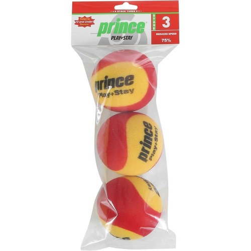 PRINCE - Tube De 3 Balles Play & Stay – Stage 3 (Foam) - Balles de tennis