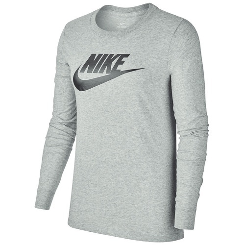 NIKE - T-shirt manches longues femme Sportswear Essential Icon FTR Tee gris / noir