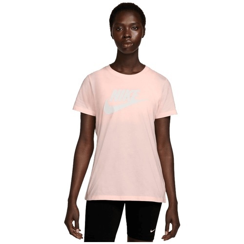 NIKE - T-Shirt Femmes Sportswear Essential Icon Futura rose/blanc