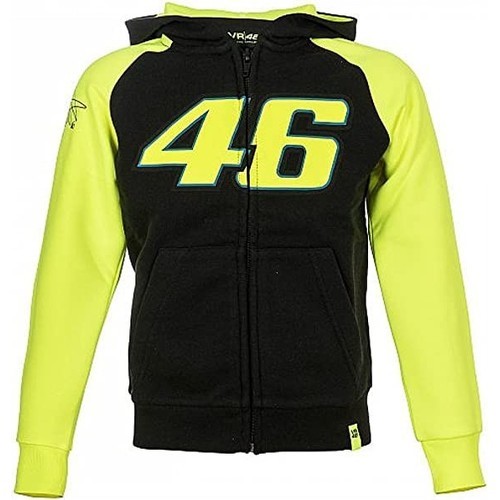 VR46 VALENTINO ROSSI - Sweat enfant à capuche zippé VR46 Moto GP réplique du casque Soeil Lune de Valentino Rossi