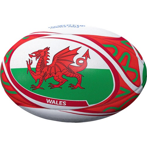 GILBERT - Ballon Coupe du Monde Rugby 2023 Pays de Galles T.5 Blanc/Rouge/Vert