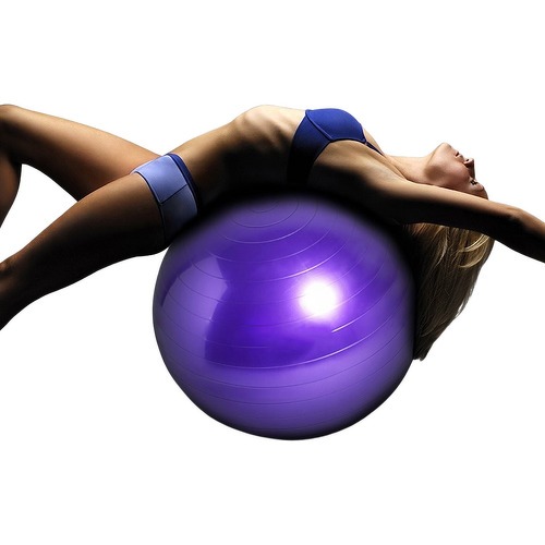 ISE - Ballon de gymnastique Anti-éclatement - Ballon d'exercice 55cm de Diamètre avec Pompe Violet SY-2003PP65-FR