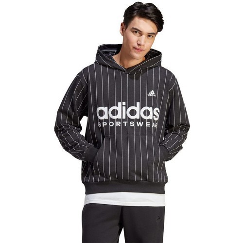 adidas Sportswear - Sweat-shirt à capuche en molleton à fines rayures