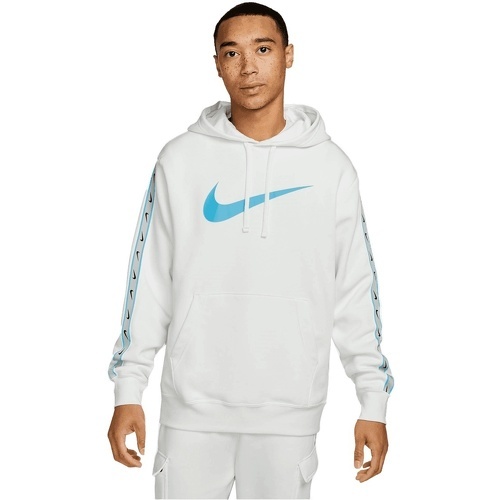 NIKE - Sweat à capuche Sportswear Repeat Fleece BB blanc/bleu