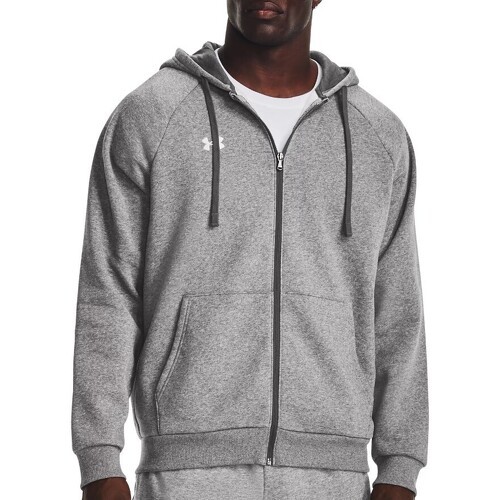 Veste à capuche UA Rival Fleece Gris clair chiné Homme