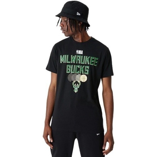 NEW ERA - T-shirt NBA Milwaukee Bucks team Graphic Noir pour Homme