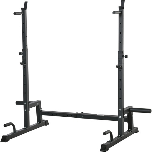 HOMCOM - Gravity squat rack - support pour haltères longs - hauteur et longueur réglable - charge max. 150 Kg - acier renforcé noir