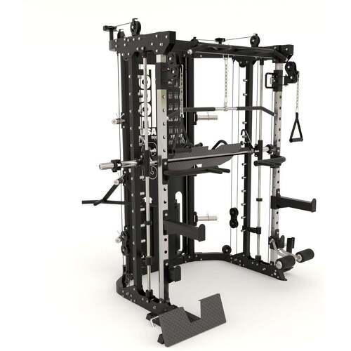 Force USA - G12™ All-In-One Trainer - Double Pulley (90.5 kg), Multipower, Power Rack et Leg Press - Version Compacte