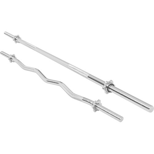 Lot Barre longue de 170cm + Barre curl de 120cm, diamètre 30mm avec bague de serrage