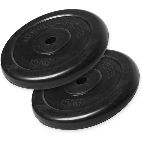 GORILLA SPORTS - Lot caoutchouc 30kg (2x15kg) diamètre 31mm - Disques