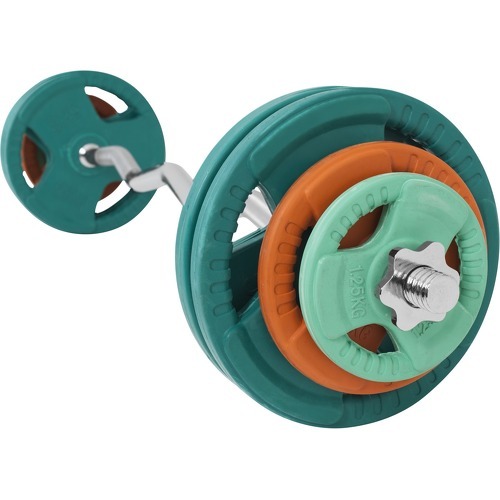 GORILLA SPORTS - Set 35kg caoutchouc grip avec barre curl de 120cm