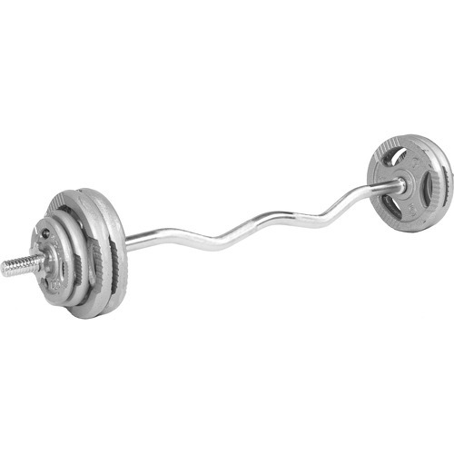 GORILLA SPORTS - Set d'haltère avec disques à poignées + barre Curl 35 Kg